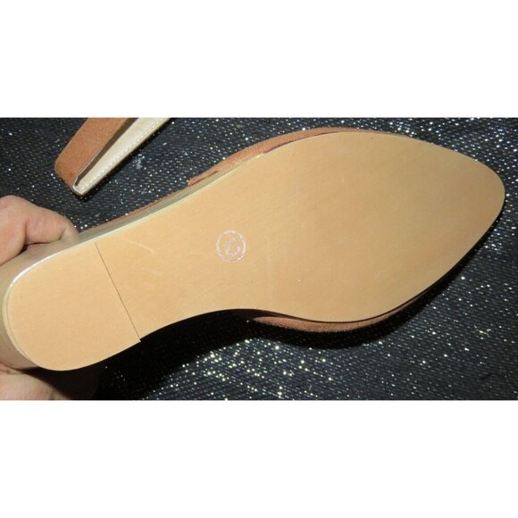 Shelina! Brown Vegan Suede Leather D'Orsay Ankle Strap Chunky Wedges size 10 - Picture 4 of 6